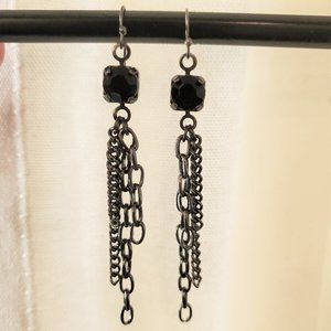 Gunmetal dangles with black diamond-cut accent